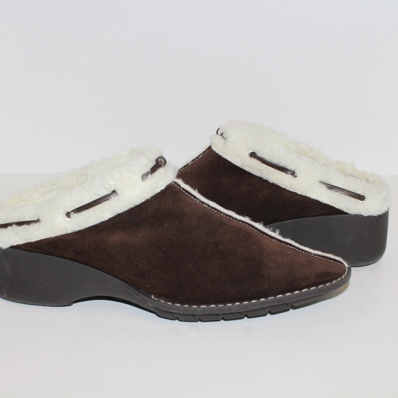 NWOT Talbots Suede Wool Lined Outdoor Slippers 10 - Picture 2 of 8